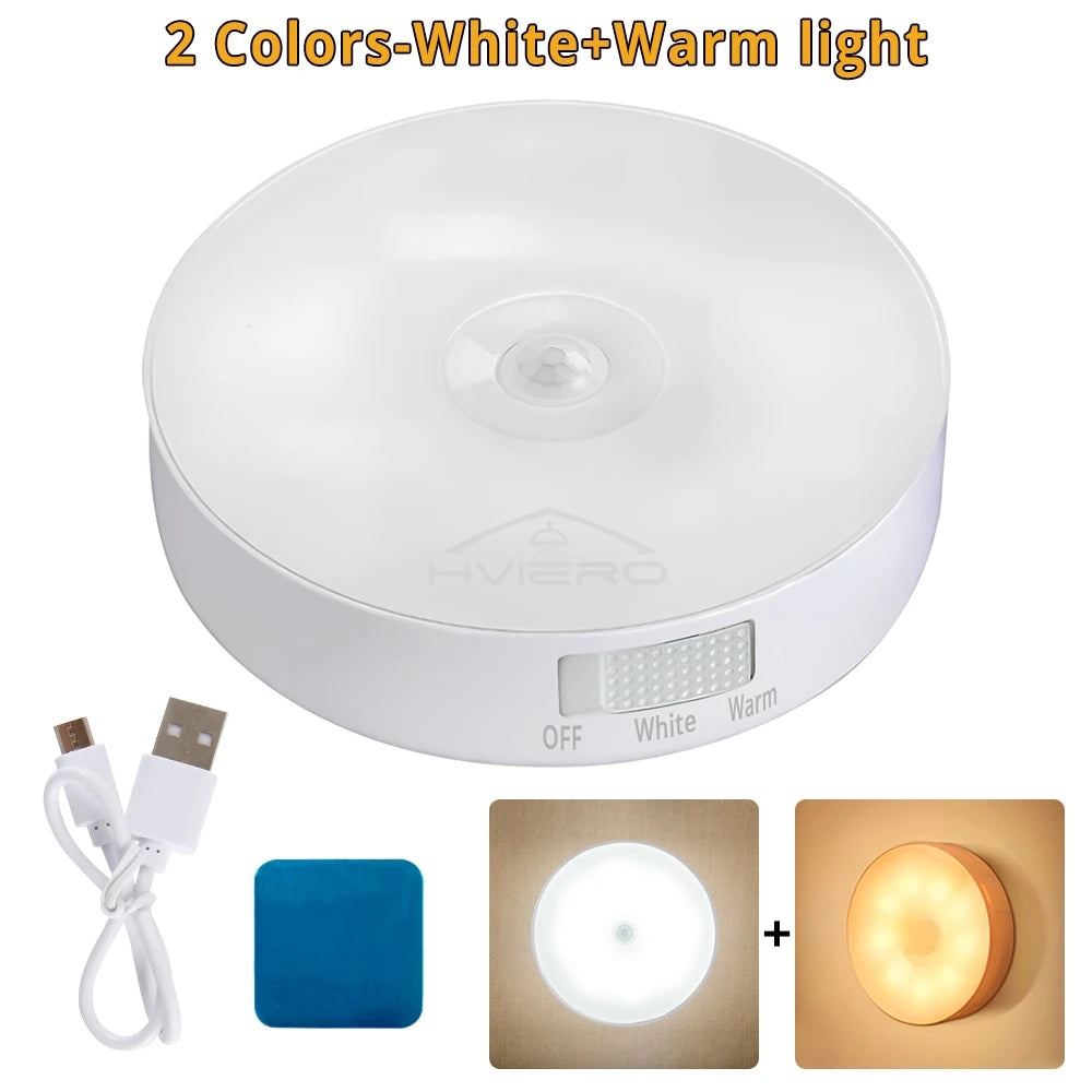 Wireless 8LED Night Light Motion Sensor Bedroom Detector Wall Lamps Decoration Round For Room Staircase Closet Bedside Wardrobe