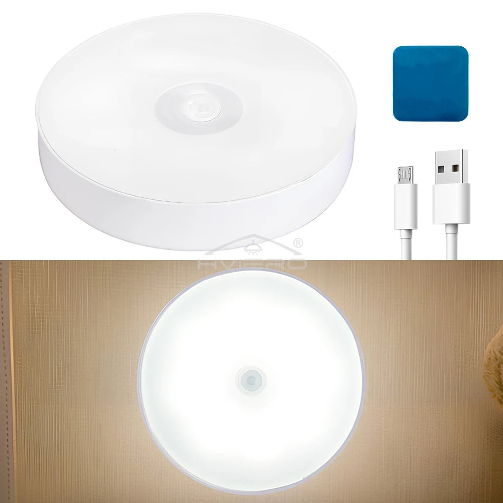 Wireless 8LED Night Light Motion Sensor Bedroom Detector Wall Lamps Decoration Round For Room Staircase Closet Bedside Wardrobe
